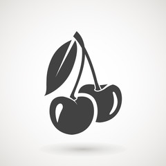 cherry icon, vector fruit illustration, fresh healthy sweet cherries pictogram isolated on white. logo illustration.
