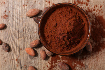 cocoa powder, top view