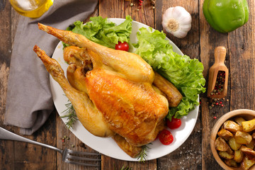 roasted chicken and salad
