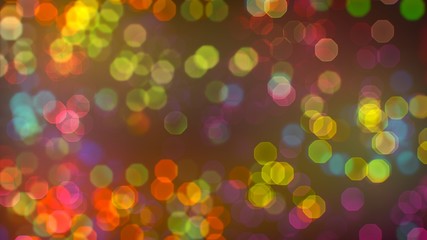 Bright lights defocused on black, dark background.