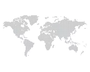 Deurstickers World map made of gray dots, vector illustration © NikolaM