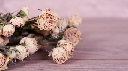 открытка с цветами, сухие засохшие розы, увядание, утрата