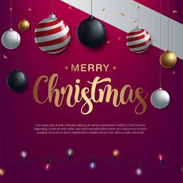 Christmas and New Year. Vector greeting card