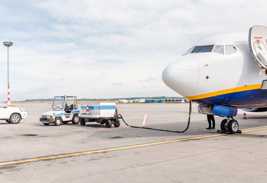 Passenger aircraft plane on maintenance in airport