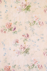 Tło z różami - kwiatowy ilustracja - stary tekstura papieru - 217915865
