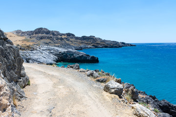 Fototapeta na wymiar Crete. Mountain road near the sea