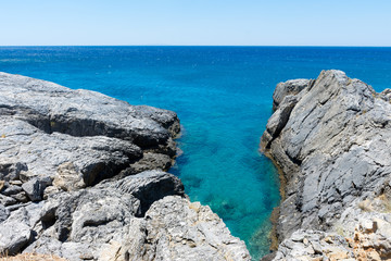 Fototapeta na wymiar Crete. Sea bay of volcanic origin