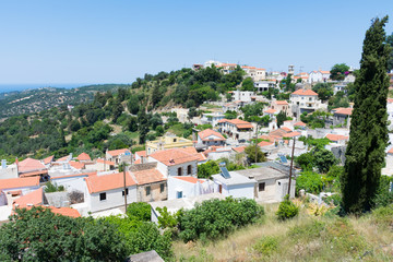 Fototapeta na wymiar Crete. The rooftops of the village of Argyroupoli
