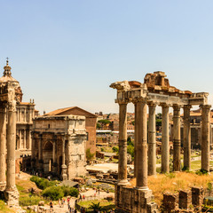 Roman Forum with the Temple of Saturn, Rome, Italy. Roman Forum is one of the main travel...