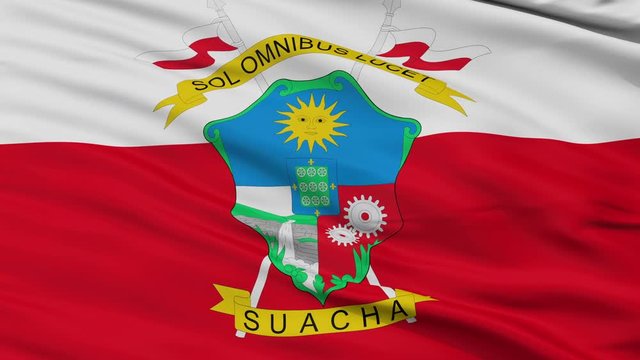 Soacha  closeup flag, city of Colombia, realistic animation seamless loop - 10 seconds long