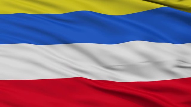 Soata  closeup flag, city of Colombia, realistic animation seamless loop - 10 seconds long