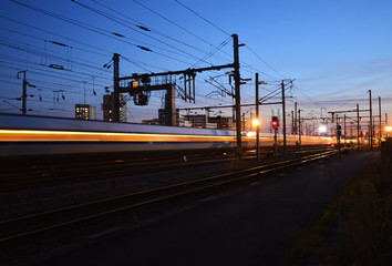 High speed train arriving to Nantes train station