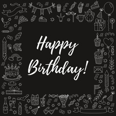 Birthday doodles square frame 