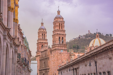 Beautiful cathedral  Zacatecas colonial city in Mexico - obrazy, fototapety, plakaty