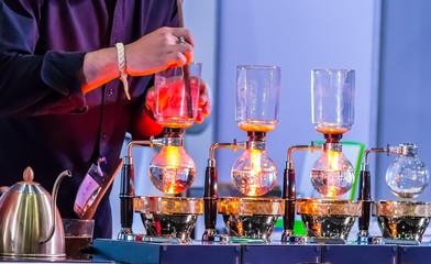 Showcase Syphon Coffee maker by syphonist./ Syphon Coffee or Vacuum Coffee is full immersion...