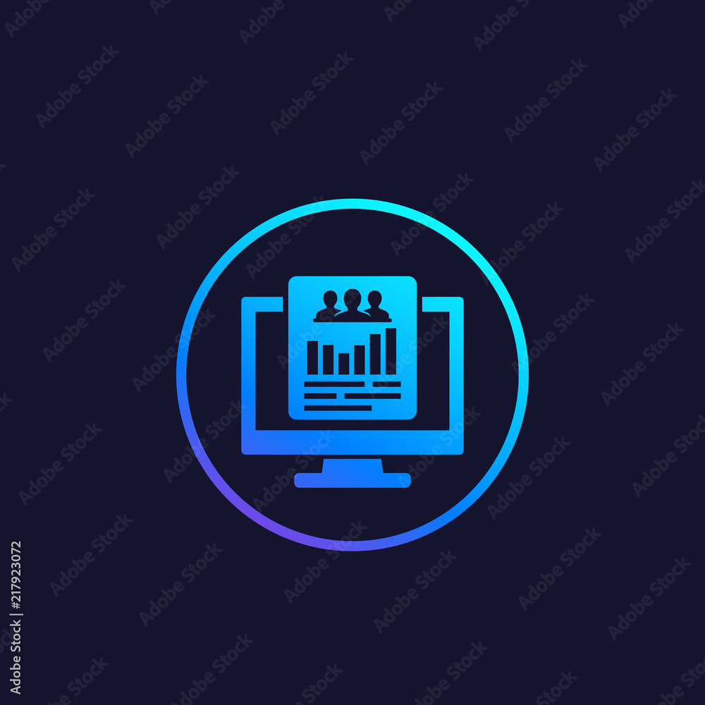 Poster crm system software icon in circle