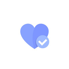 heart and tick icon in blue color