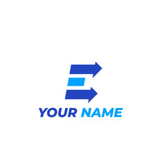 vector logo mark, E letter with arrows