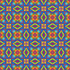 Bright Geometric pattern in repeat. Fabric print. Seamless background, mosaic ornament, ethnic style. 