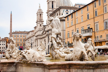 Fountain of Neptune (Fontana del Nettuno), Piazza Navona, Rome, Italy