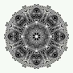 Mandala Round Monochrome Zentangle Pattern Vector Illustration