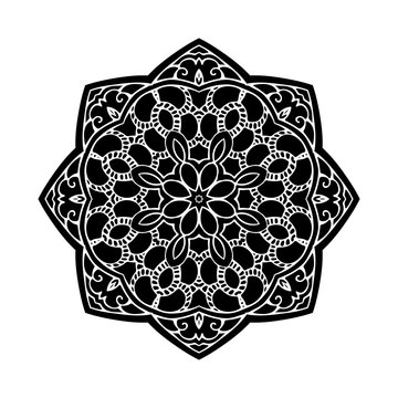 Mandala Round Monochrome Zentangle Pattern Vector Illustration