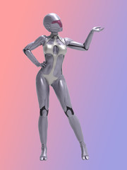 Robotic Cyber Woman is presenting 3D Rendering