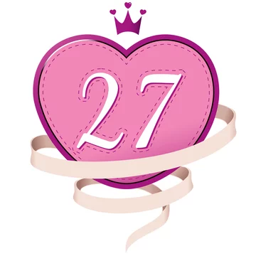 Pink Heart with a Crown Ribbon and Number 27 vector de Stock Adobe Stock