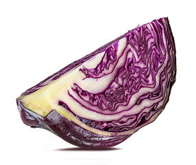 Obraz premium Fresh red cabbage isolated on white background with clipping path
