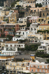 Fototapeta na wymiar Residential buildings on hill, Positano, Amalfi Coast, Salerno, Campania, Italy