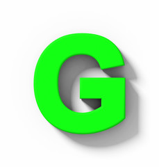 letter G 3D green isolated on white with shadow - orthogonal projection