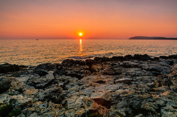 Sunset over Adriatic See near Pula (Croatia)