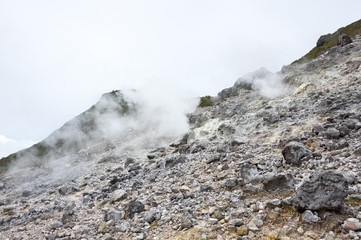 The crater of volcano Sibayak