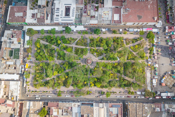 Beautiful garden at San Marcos main square in Aguascalientes, México