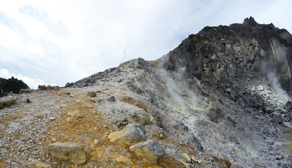 The crater of volcano Sibayak