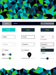 Dark Blue, Yellow vector design ui kit with mosaic.
