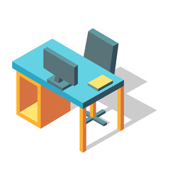 Computer desk Isometric illustration