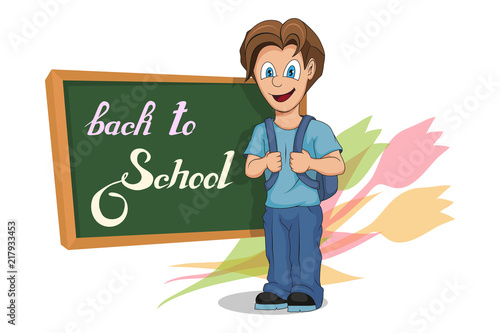 back to school cartoon school girl and boy hand drawing of student kids in school cartoon