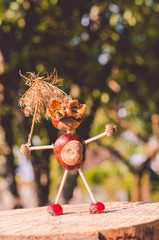 autumn chestnut creative funny figure