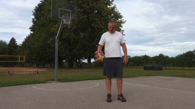 Man draws a basketball ball