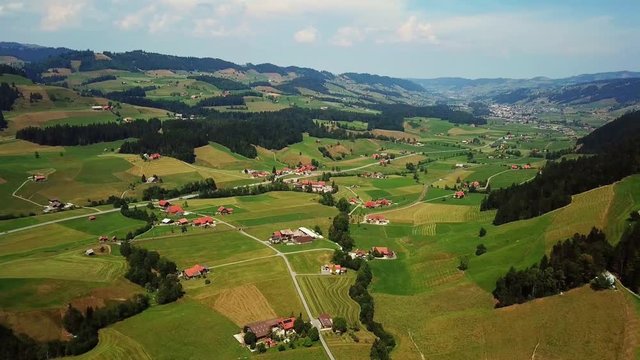 Beautiful Landscape from the Entlebuch in Swizerland, filmed by a Drone at a nice sunny day.
