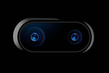 High detailed Realistic dual camera on the smartphone. Vector illustration.