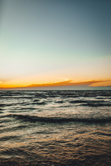 Evening by the sea, dramatic clouds, sky before storm in baltic sea