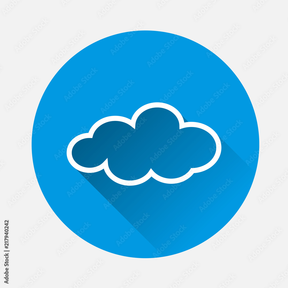 Aufkleber vector cloud icon on blue background. flat image cloud with long shadow. layers grouped for easy edi