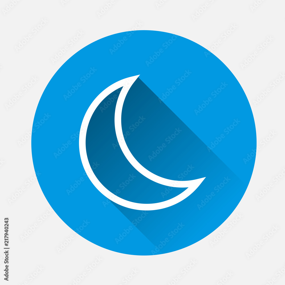 Aufkleber vector moon icon. sleep icon on blue background. flat image moon with long shadow. layers grouped fo