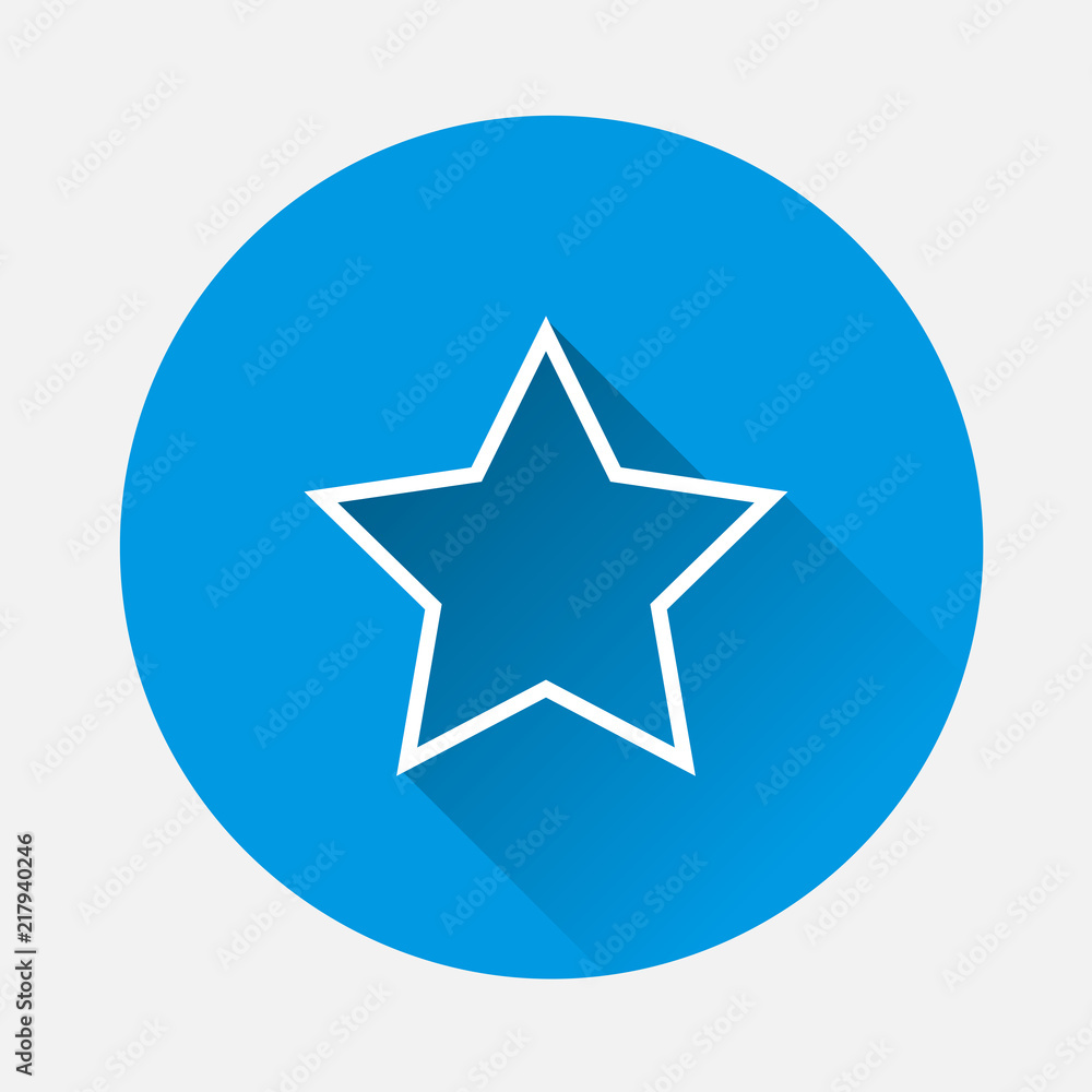 Poster vector icon five-pointed star on blue background. flat image star with long shadow. layers grouped f