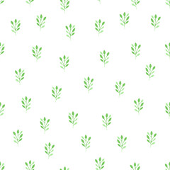 Seamless leaves pattern on a white backround. Watercolor hand drawn imitation