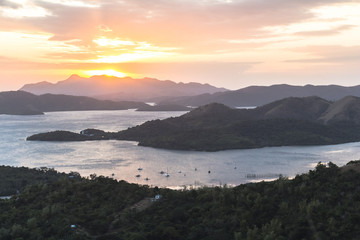 Sunset over the landscape of Coron bay, philippines