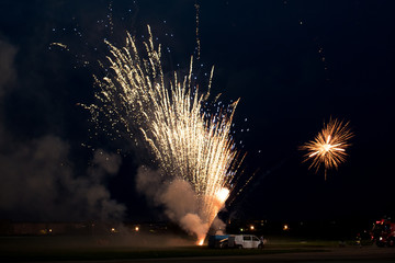 Multiple golden fireworks