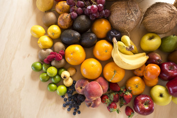 Naklejka na ściany i meble fruit fresh on wooden table